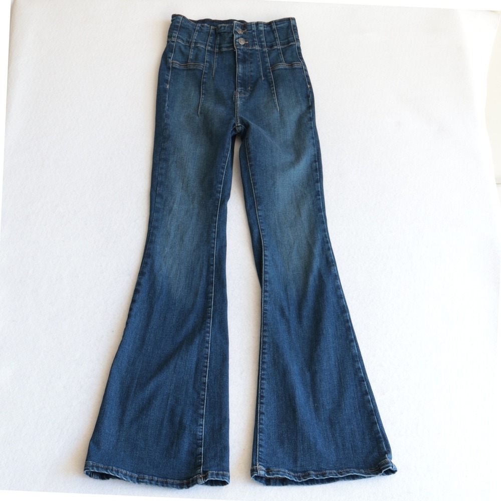 Free People We The Free High Rise Flare Jeans Blue Denim 28 Bell Bottoms